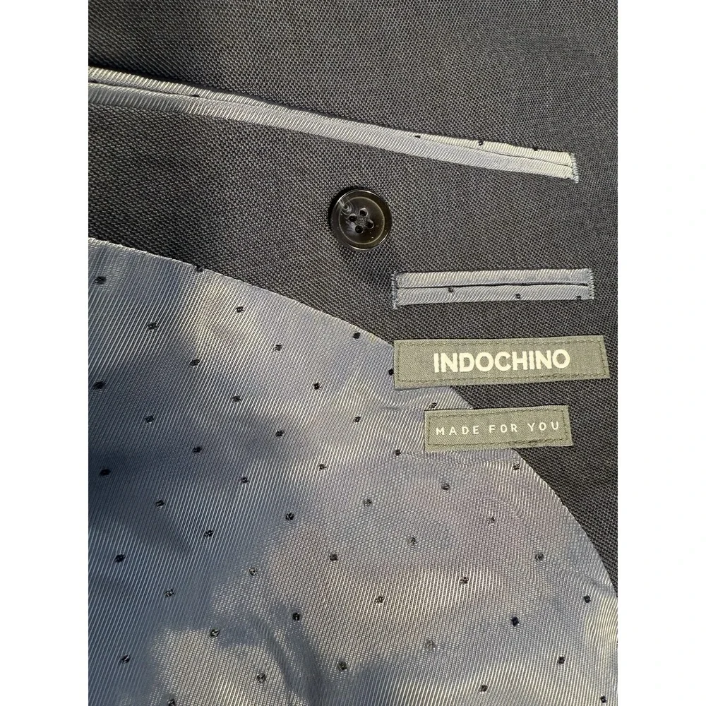 Indochino‎ Wool Blazer Mens 44L Blue Two Button Tailored Fit Sport Coat NWT